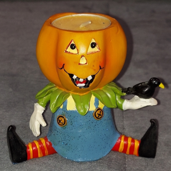 NIB TEA LIGHT HALLOWEEN CANDLE HOLDERS CERAMIC HAND-CRAFTED BUNDLE & CANDY BOWL - Picture 5 of 16